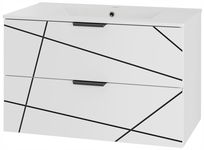 Szafka łazienkowa WOOD z umywalką 80 cm szuflady BIAŁY MAT + czarne paski