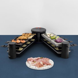 H.Koenig RP360 8w1 – Zestaw Raclette, Grill elektryczny kamienny, Obrotowa podst