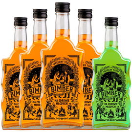 BUTELKA na WIEJSKI stół 500ml BIMBER wódka FOLK szkło ZAKRĘTKA nalewki x40