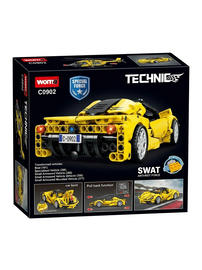 zestaw klocków typu Technic – sportowe auto w kolorze żółtym Idealny dla dzieci
