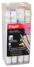 MARKERY PASTELOWE PERMANENTNE Kayet 12 szt w pudełku na prezent