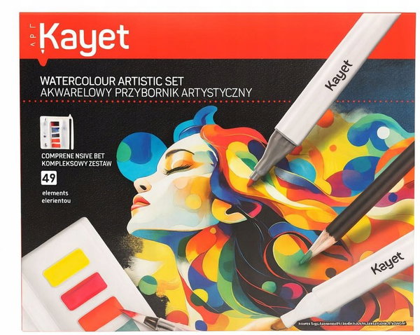 Kompleksowy Zestaw Kayet ART Akwarelowy Przybornik Artystyczny 49 element