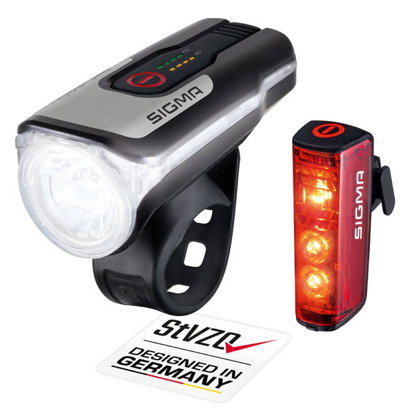 Zestaw oświetlenia rowerowego Sigma Sport Aura 80 czarny akumulator LED