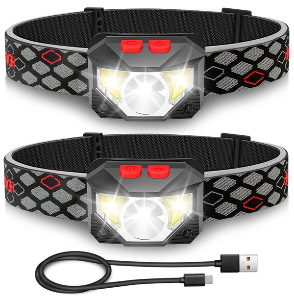Yonii Lampa czołowa LED 2 sztuki 1000 lumenów 10 trybów 1200 mAh USB