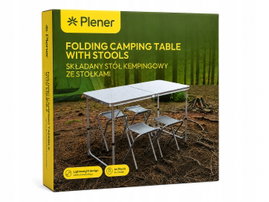 Stół i krzesła metal plener srebrny