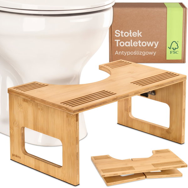 Taboret toaletowy z drewna bambusowego, składany taboret toaletowy,