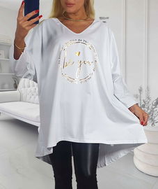 Tunika Damska Biała Oversize Rozmiar Uniwersalny (48-56) *Butik*