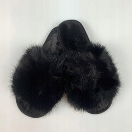 Klapki z futrem czarne r. 36/37 *Butik*