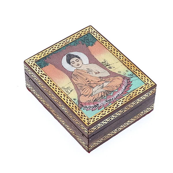 Pudełko na karty Tarota lub szkatułka na biżuterię Budda z drzewem bodhi