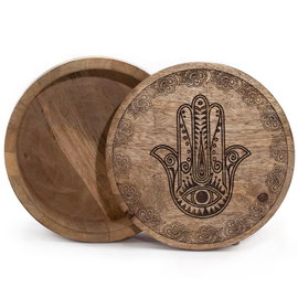 Okrągłe Pudełko 17.5x7.5 cm - Hamsa Czarna
