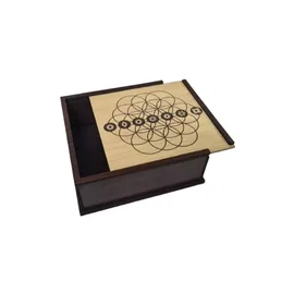 Eleganckie Drewniane Pudełko 7 Czakr Nasiona Życia 16x16x5,5cm