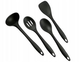 PRZYBORY KUCHENNE ZESTAW AKCESORIÓW KUCHENNYCH 4szt. CZARNE SILIKONOWE