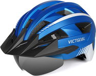 Kask rowerowy Victgoal MTB niebieski z wizjerem r.M 54-58cm lampka LED