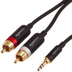 Amazon Basics Kabel Audio 3,5 AUX na 2 RCA z pozłacanymi wtyczkami 1.2m