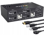 Przełącznik DP Switch KVM 2 PC 2 Monitory, 4K@144Hz Dual Monitor