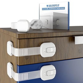 Adlersfeld zamki zabezpieczenie blokada do szuflad szafek białe 4 szt.