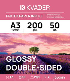 A3 DWUSTRONNY PAPIER FOTOGRAFICZNY BŁYSK 297x420mm POŁYSK 200g 50 szt