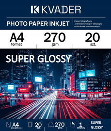 PAPIER SUPER BŁYSZCZĄCY A4 DO ZDJĘĆ 270g 20szt DO DRUKAREK ATRAMENTOWYCH