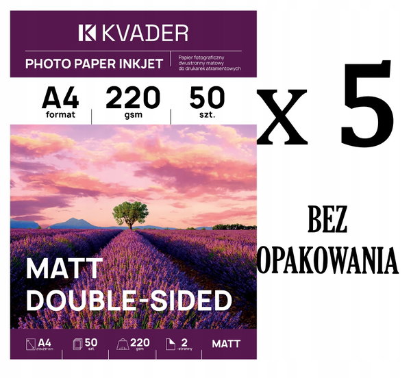 PAPIER FOTOGRAFICZNY DWUSTRONNY A4 MATOWY 220g drukarki atramentowe 250szt