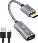 Wtyczka Hdmi Na Gniazdo Usb-C Z Kablem Typu C 3.1, Adapter 4K 60 Hz