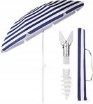 Sekey Parasol Ogrodowy Plażowy 160Cm Regulacja Wkręcany W Ziemię Upf Uv 50+