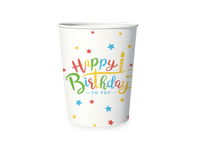 Kubeczki, Kolorowe urodziny "Happy Birthday", 220 ml, 6 szt.