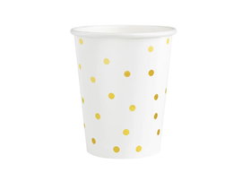 Kubeczki, biały w złote kropki, 220 ml, 6 szt.