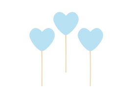 Pikery dekoracyjne, Serca, niebieskie, 9 cm, 6 szt.