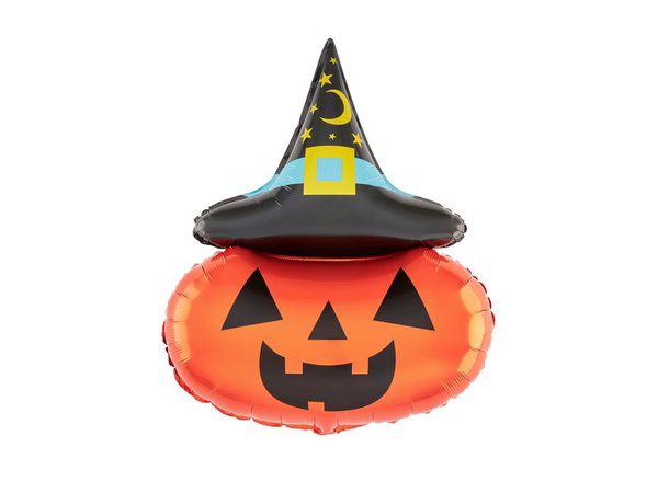 Balon foliowy "Dynia w kapeluszu Halloween", 64 cm x 88 cm [balon na hel]