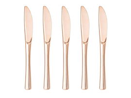 Jednorazowe noże plastikowe, różowo złote, 10 szt.