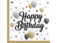 Serwetki, Happy Birthday, białe z balonikami (PS), 33 cm x 33 cm, 20 szt.