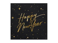 Serwetki, Happy New Year, czarny, 33 cm x 33 cm, 20szt.