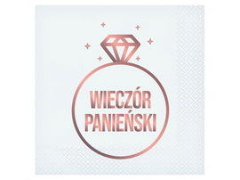 Serwetki, Wieczór Panieński, białe, 33 cm x 33 cm, 20 szt.