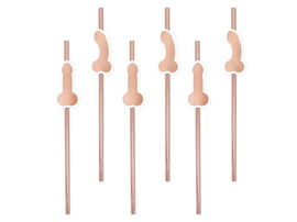 Słomki papierowe, Penisy na Wieczór Panieński, różowo złoty, 20 cm, 8 szt.