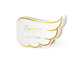 Zaproszenia na Chrzest Święty, Skrzydła, złote, 10 szt.