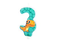 Świeczka urodzinowa z cyfrą "3", Dinozaury