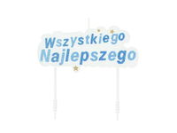 Świeczka urodzinowa "Wszystkiego najlepszego", niebieska