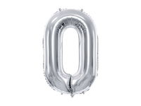 Balon foliowy "cyfra 0", srebrna, 100 cm [balon na hel]