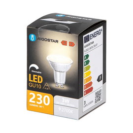 Żarówka LED GU10 3W 2700K z możliwością ściemniania i szklanym kloszem