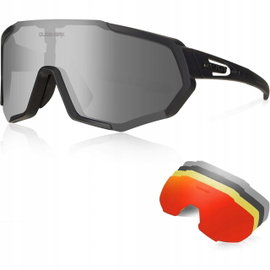 OKULARY ROWEROWE POLARYZACYJNE TR90 5 WYMIENNE SOCZEWKI UV400 CZARNE