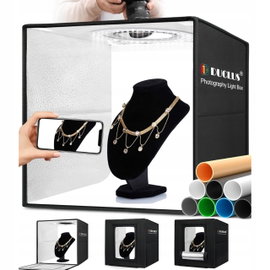 FOTOBOX NAMIOT BEZCIENIOWY DO ZDJĘĆ 40X40 CM LED 5500K 6 TŁA ŚCIEMNIANY