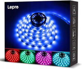 Kolorowa Taśma LED 5m RGB 5050 SMD 34 Kolory Samoprzylepna + Pilot