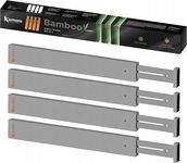4x Regulowane Przegrody do szuflad 44-56 cm Seperator Organizer Bambusowy