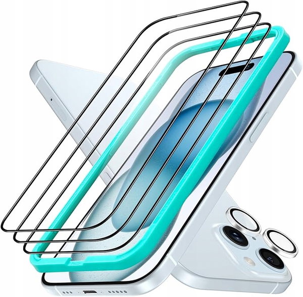 Zestaw 3-pack Szkło hartowane do iPhone 15 + Szkło na Obiektyw Aparatu
