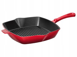 Patelnia grillowa Ernesto 24 cm żeliwna CZERWONA