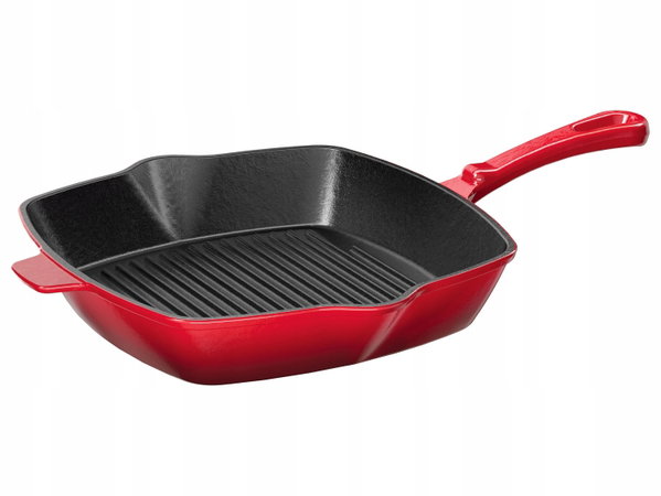 Patelnia grillowa Ernesto 24 cm żeliwna CZERWONA