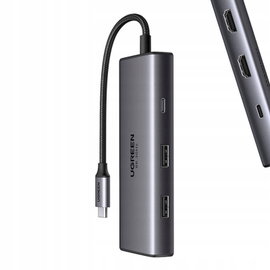 UGREEN ADAPTER 6W1 HUB USB DO 2X USB-A 3.0 USB-C 3.0 2XHDMI 8K