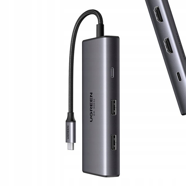 UGREEN ADAPTER 6W1 HUB USB DO 2X USB-A 3.0 USB-C 3.0 2XHDMI 8K