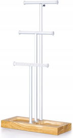 Regulowany Stojak na biżuterię 15-58cm Love-KANKEI 3 pręty Drewniana taca