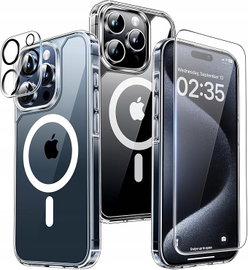 Przezroczyste Etui Case iPhone 15 Pro + Szkło hartowane na Aparat i Ekran